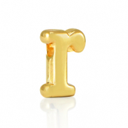 Perles alphabet en m&eacute;tal DQ R Dor&eacute; (sans nickel)