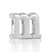 Perles alphabet en m&eacute;tal DQ M Argent&eacute; antique (sans nickel)