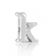 Perles alphabet en m&eacute;tal DQ K Argent&eacute; antique (sans nickel)