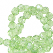Perles &agrave; facettes rondes 4mm Vert agrume-pearl shine coating