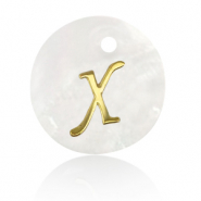 Pendentifs coquillage specials lettre X Dor&eacute;-blanc (couleur naturelle)