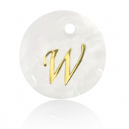 Pendentifs coquillage specials lettre W Dor&eacute;-blanc (couleur naturelle)