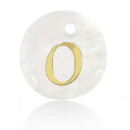 Pendentifs coquillage specials lettre O Dor&eacute;-blanc (couleur naturelle)