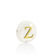 Perles coquillage lettre Z Dor&eacute;-blanc (couleur naturelle)