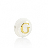 Perles coquillage lettre G Dor&eacute;-blanc (couleur naturelle)
