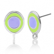 Apprêts en métal DQ boucles d'oreilles avec anneau Argenté antique-violet lavande-jaune (sans nickel)