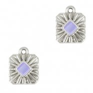 Breloques en m&eacute;tal DQ carr&eacute; Argent&eacute; antique-violet lavande (sans nickel)