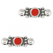 Breloques en m&eacute;tal DQ connecteur Argent&eacute; antique-rouge (sans nickel)