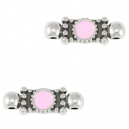 Breloques en m&eacute;tal DQ connecteur Argent&eacute; antique-rose lilas (sans nickel)