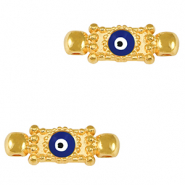 Breloques en m&eacute;tal DQ connecteur Oeil porte-bonheur Dor&eacute;-bleu fonc&eacute; (sans nickel)