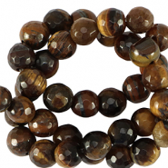 Pierres naturelles &OElig;il de tigre 8mm facett&eacute;es Marron dor&eacute;