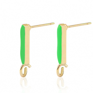 Appr&ecirc;ts en m&eacute;tal DQ puce d'oreille barre Dor&eacute;-vert n&eacute;on (sans nickel)