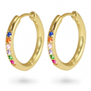 Boucles d'oreilles en acier Inox cr&eacute;oles zirconium 21mm Dor&eacute;