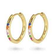 Boucles d'oreilles en acier Inox cr&eacute;oles zirconium 17mm Dor&eacute;