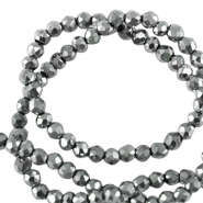 Perles &agrave; facettes rondes 2mm Argent&eacute;-pearl shine coating