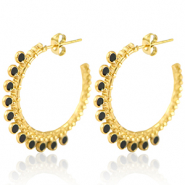 Boucles d'oreilles en acier Inox cr&eacute;oles 30mm Dor&eacute;-noir
