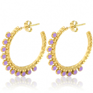 Boucles d'oreilles en acier Inox cr&eacute;oles 30mm Dor&eacute;-violet