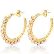 Boucles d'oreilles en acier Inox cr&eacute;oles 30mm Dor&eacute;-rose vintage