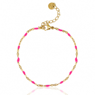 Bracelets en acier inox Rose fuchsia n&eacute;on-dor&eacute;