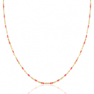 Colliers en acier Inox Rose fuchsia n&eacute;on-dor&eacute;