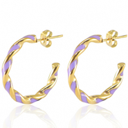Boucles d'oreilles en acier Inox Lilas-dor&eacute;