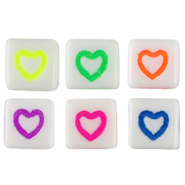 Perles lettres acryliques coeurs Blanc