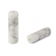 Pierres naturelles perles magn&eacute;site tube Marbre blanc