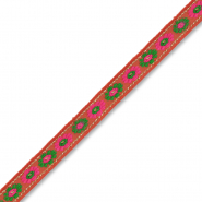 Ruban avec fleurs Orange n&eacute;on-vert-rose