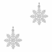 Breloques en acier Inox flocon de neige Argent&eacute;