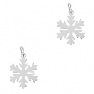 Breloques en acier Inox flocon de neige Argent&eacute;