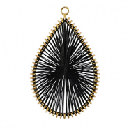 Pendentifs au crochet avec fil macram&eacute; goutte Dor&eacute;-noir