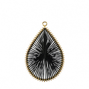 Pendentifs au crochet avec fil macram&eacute; goutte Dor&eacute;-noir