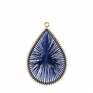 Pendentifs au crochet avec fil macram&eacute; goutte Bleu fonc&eacute;