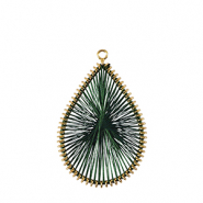 Pendentifs au crochet avec fil macram&eacute; goutte Vert fonc&eacute;