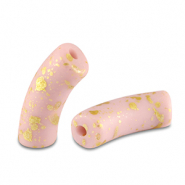 Perles acryliques tube mat Rose clair-dor&eacute;