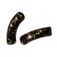 Perles acryliques tube mat Noir-dor&eacute;