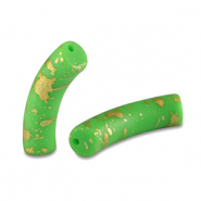 Perles acryliques tube mat Vert clair-dor&eacute;