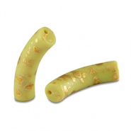 Perles acryliques tube mat Vert lime-dor&eacute;