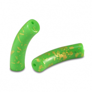 Perles acryliques tube brillante Vert clair-dor&eacute;