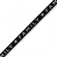 Ruban texte "family" Noir-gris
