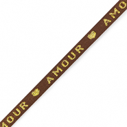 Ruban texte "amour" Marron-dor&eacute;