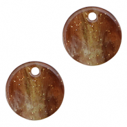 Pendentifs en r&eacute;sine paillet&eacute; 12mm Multicolore Marron