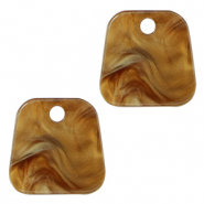 Pendentifs en r&eacute;sine trap&egrave;ze Orange r&eacute;colte-marron