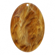 Pendentifs en r&eacute;sine ovale Orange r&eacute;colte-marron