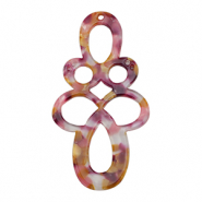Pendentifs en r&eacute;sine baroque Rose-pourpre dor&eacute;