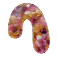 Pendentifs en r&eacute;sine organique Rose-pourpre dor&eacute;