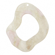Pendentifs en r&eacute;sine organique paillet&eacute; Blanc cachemire