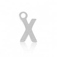 Breloques en acier Inox alphabet lettre X Argent&eacute;