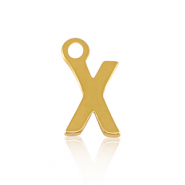 Breloques en acier Inox alphabet lettre X Dor&eacute;