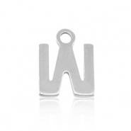Breloques en acier Inox alphabet lettre W Argent&eacute;